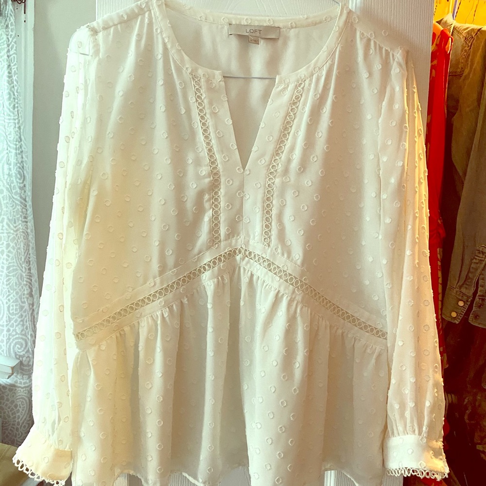 Ann Taylor white peasant blouse